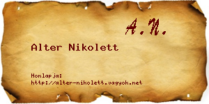 Alter Nikolett névjegykártya